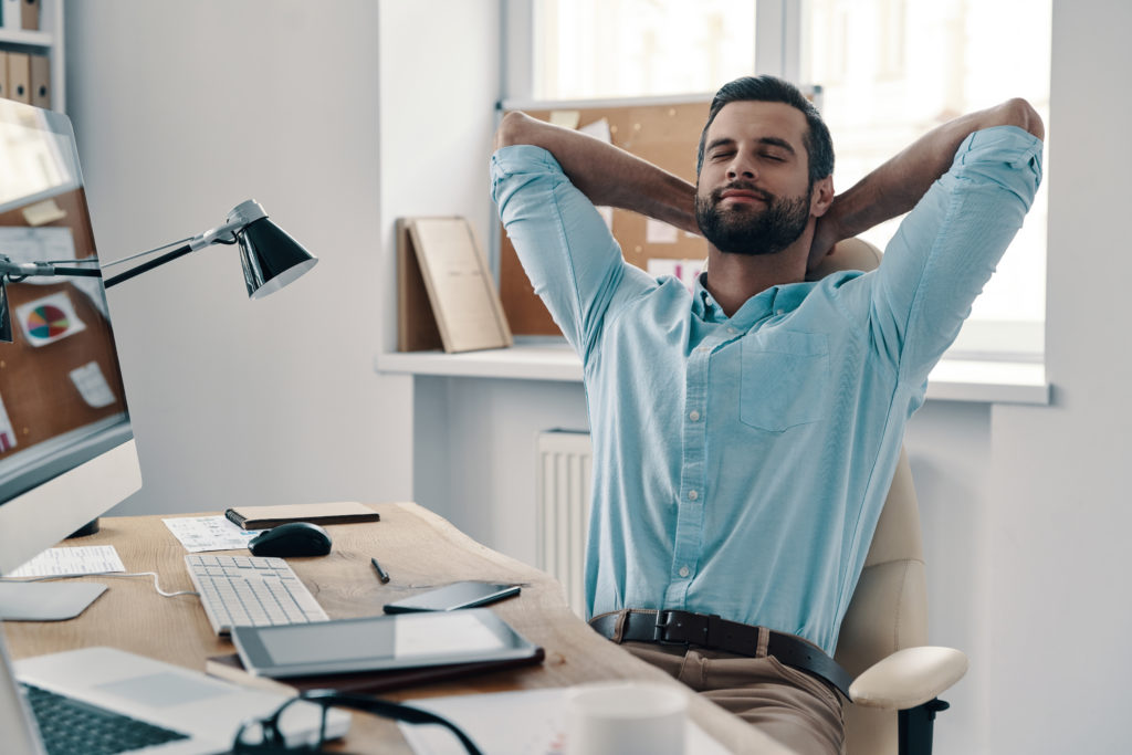 relaxed employee in a positive workplace